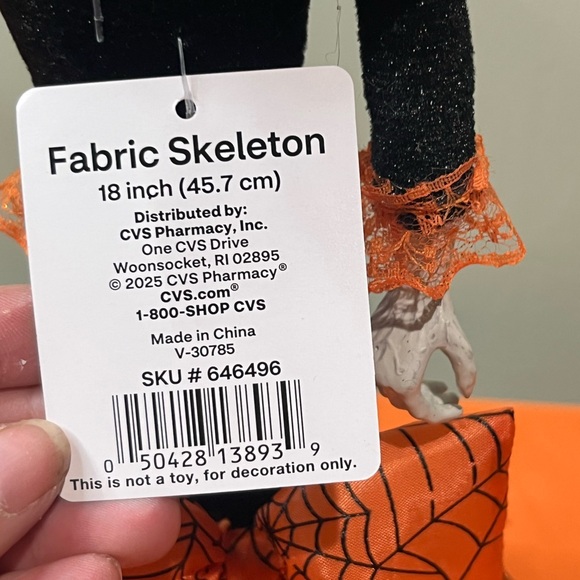 Festive Skeleton Figurine in Black and Orange - Picture 8 of 12